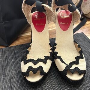 Christian Louboutin Black and Tan Espadrilles